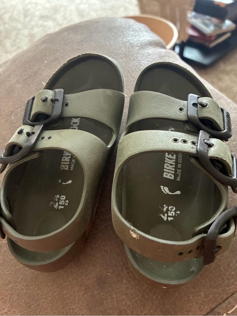 Birkenstock Kids Two-Strap Sandals in Olive
